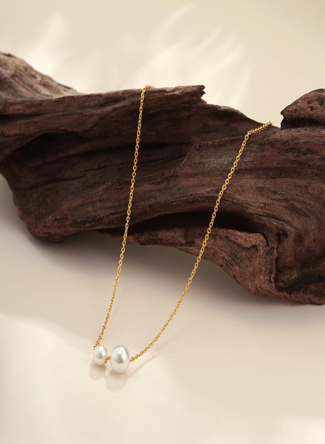 Treasure Bender Gold Pearl Necklaces for Women Trendy 14k Gold Plated Dainty Necklace Simple Pearl Drop Single Charm Pendant Necklace Women's Jewelry Best Friend Birthday Gifts Gold Jewelry for Women - Image 5